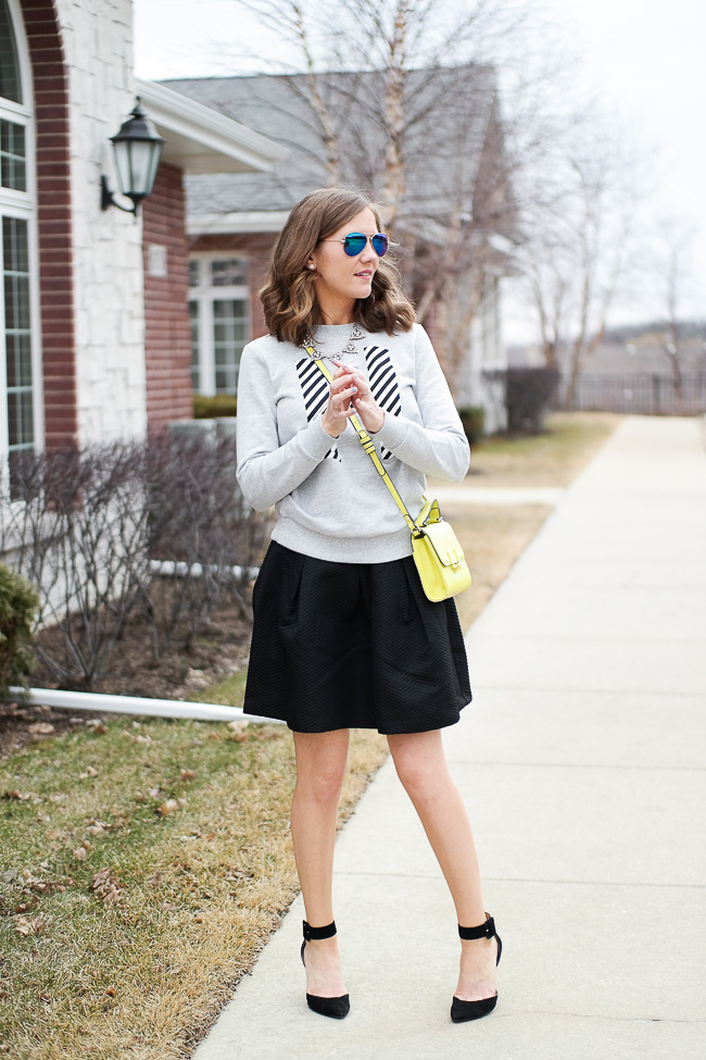 sweatshirt with skirt outfit