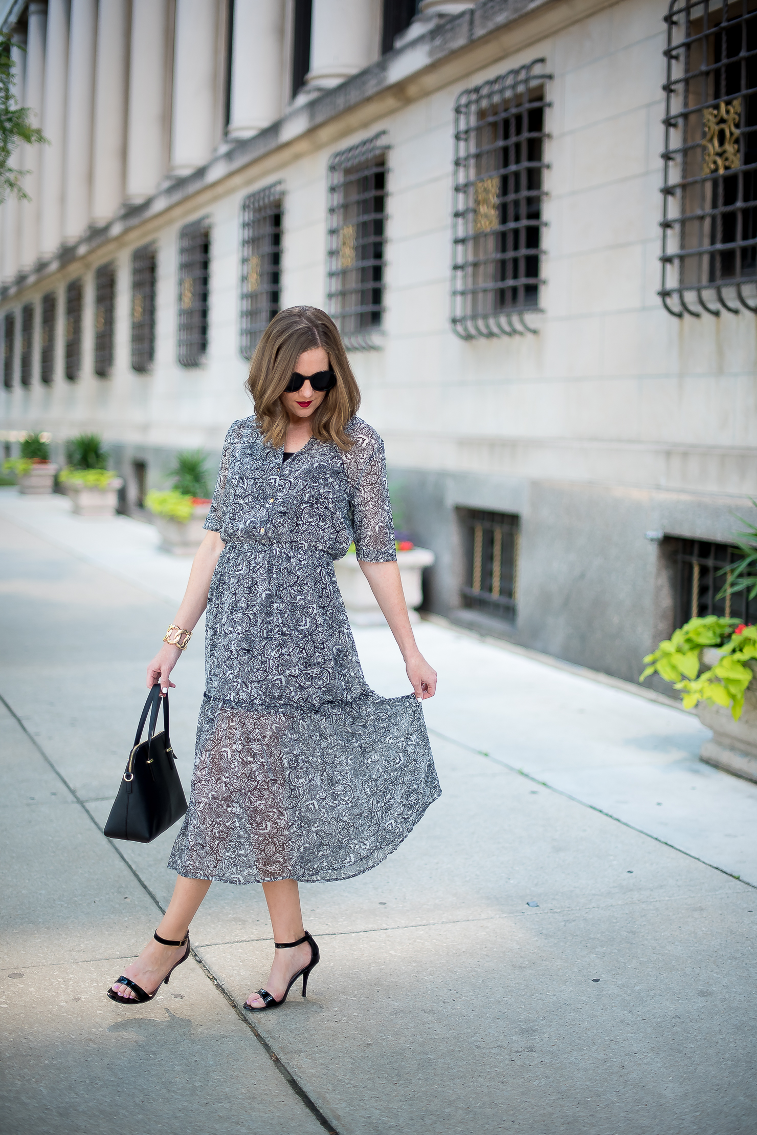 target-who-what-wear-printed-midi-dress-classic-feminine-ladylike-kate-spade-cedar-maise-gold-details-chicago-drake-hotel-6