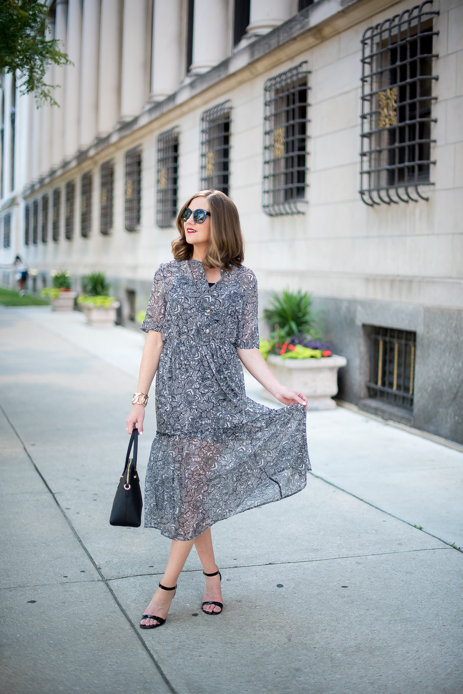 target-who-what-wear-printed-midi-dress-classic-feminine-ladylike-kate-spade-cedar-maise-gold-details-chicago-drake-hotel-9