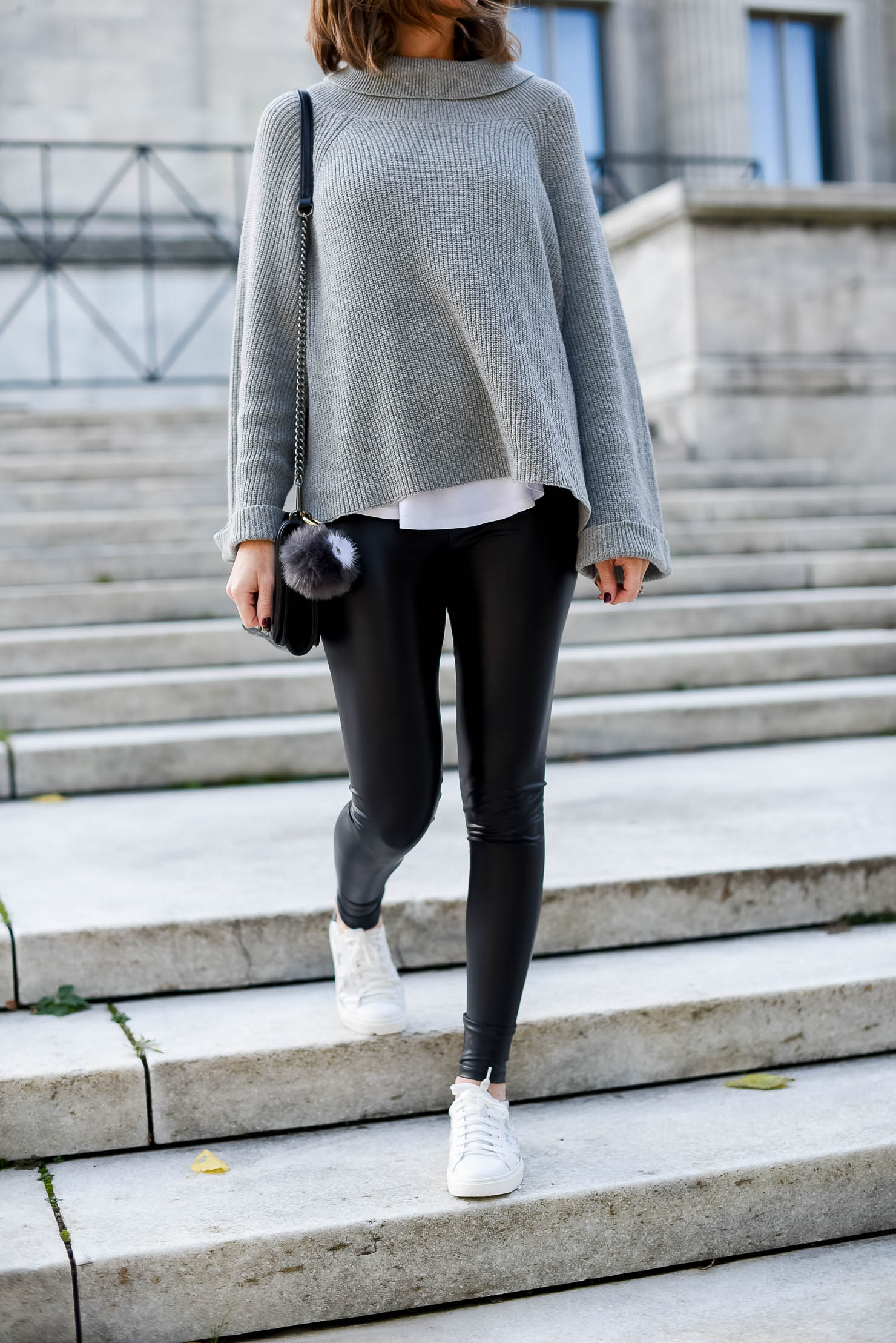 the cutest star sneakers for under $30 cozy and edgy outfit the best faux leather leggings its in the details monochromatic outfitv