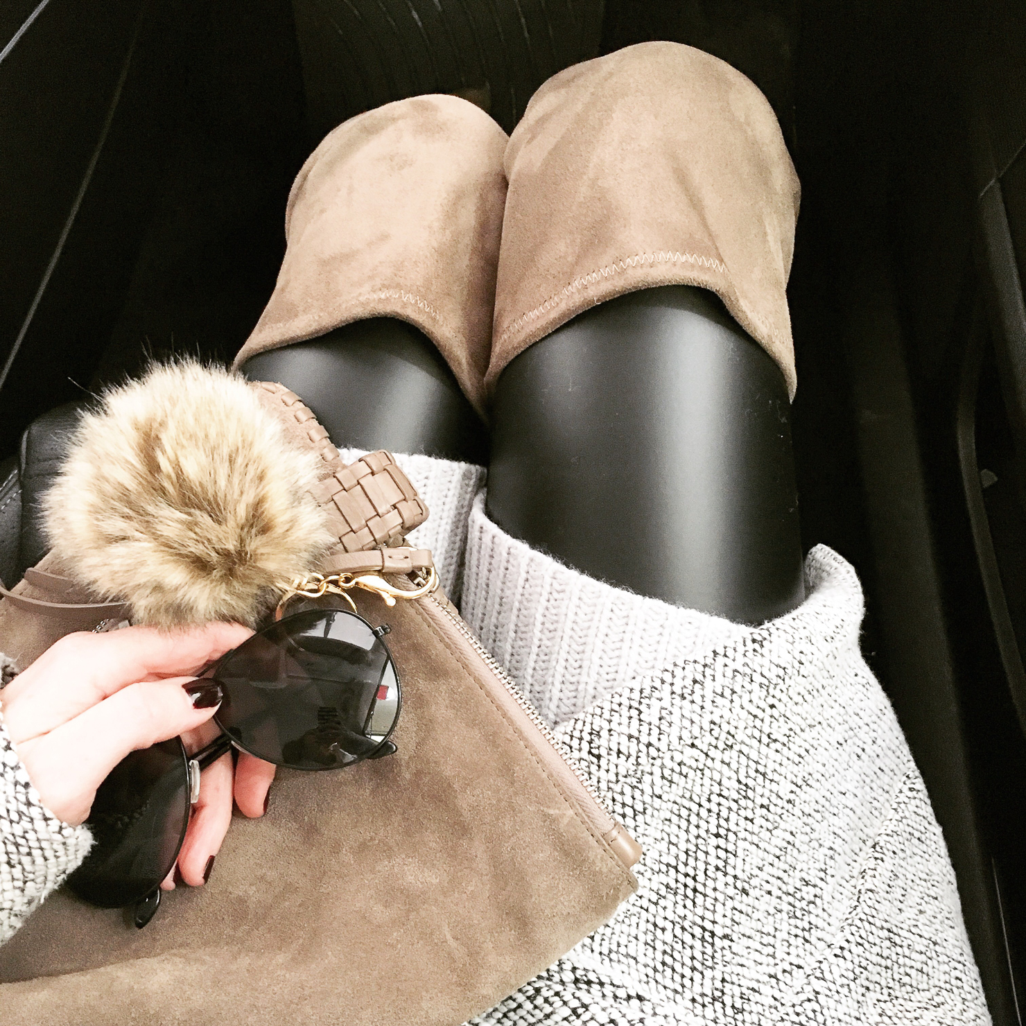 instagram-leather-leggings-and-tan-over-the-knee-boots-grey-tan-and-black-outfit