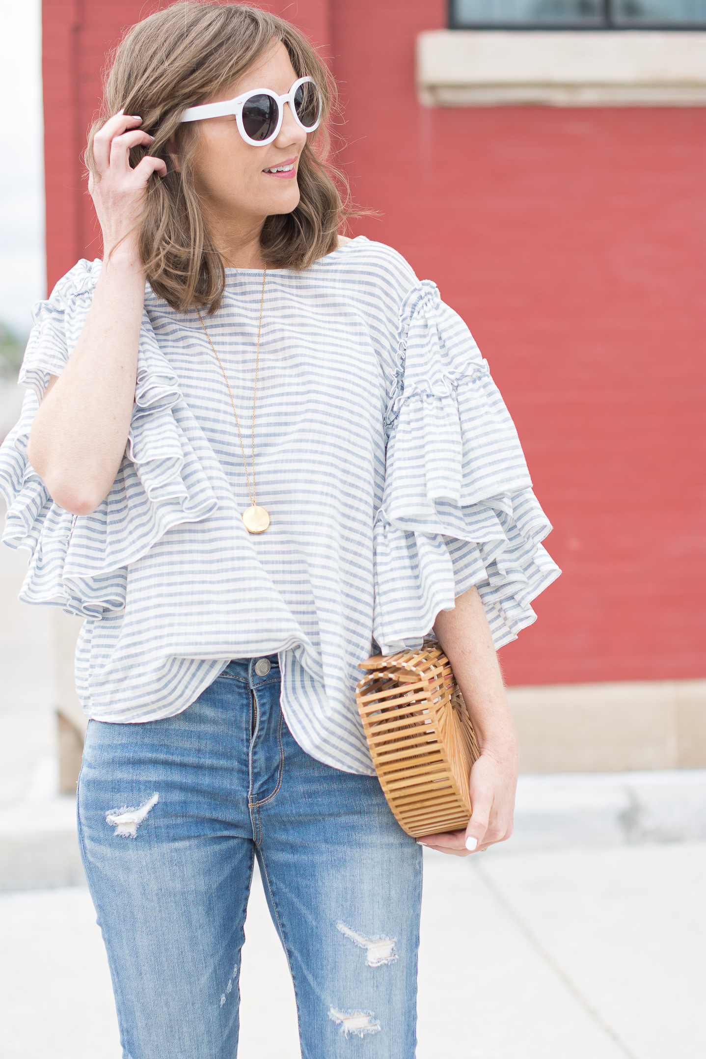 striped blouse outfit