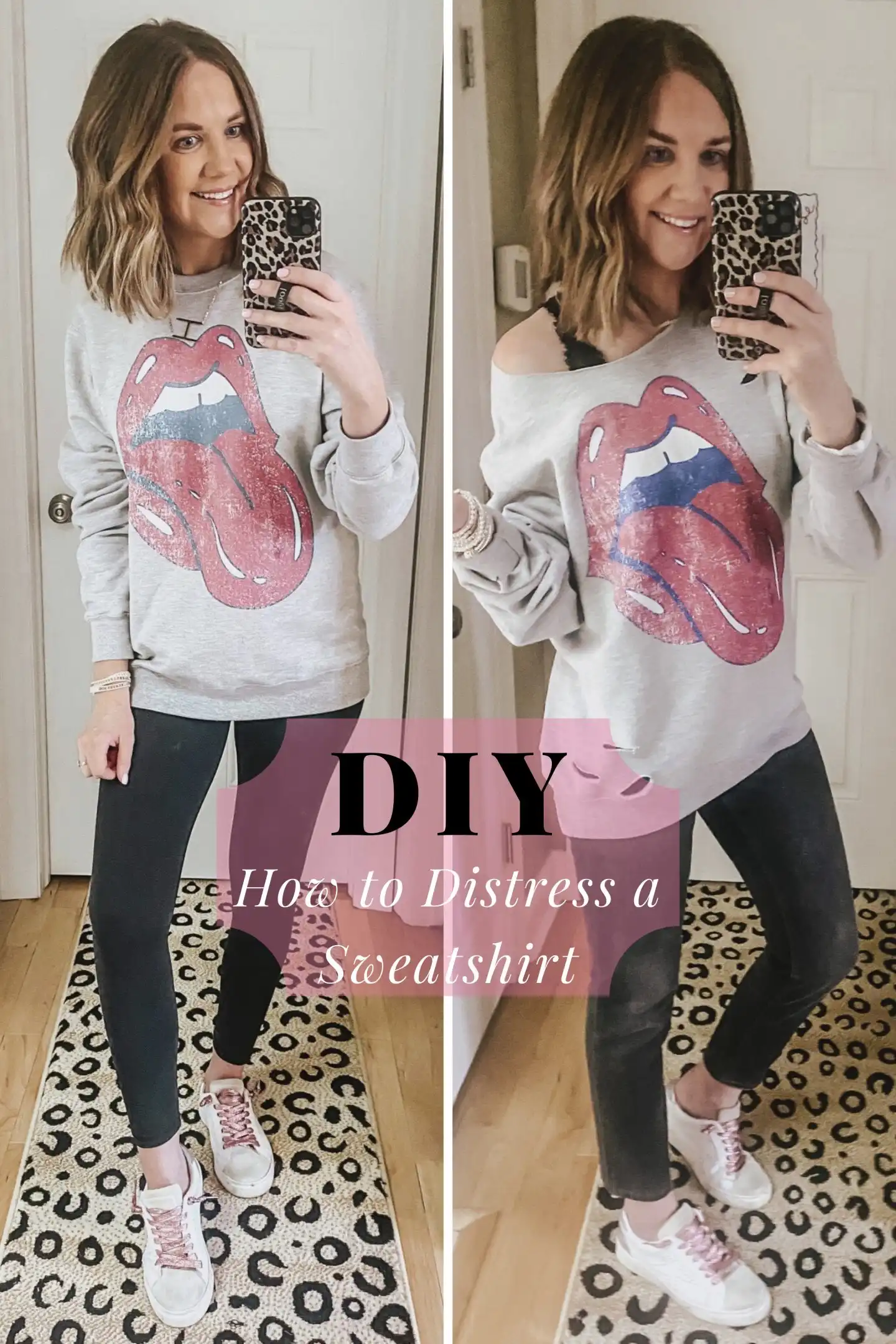 DIY: How to Distress a Sweatshirt - Wishes & Reality