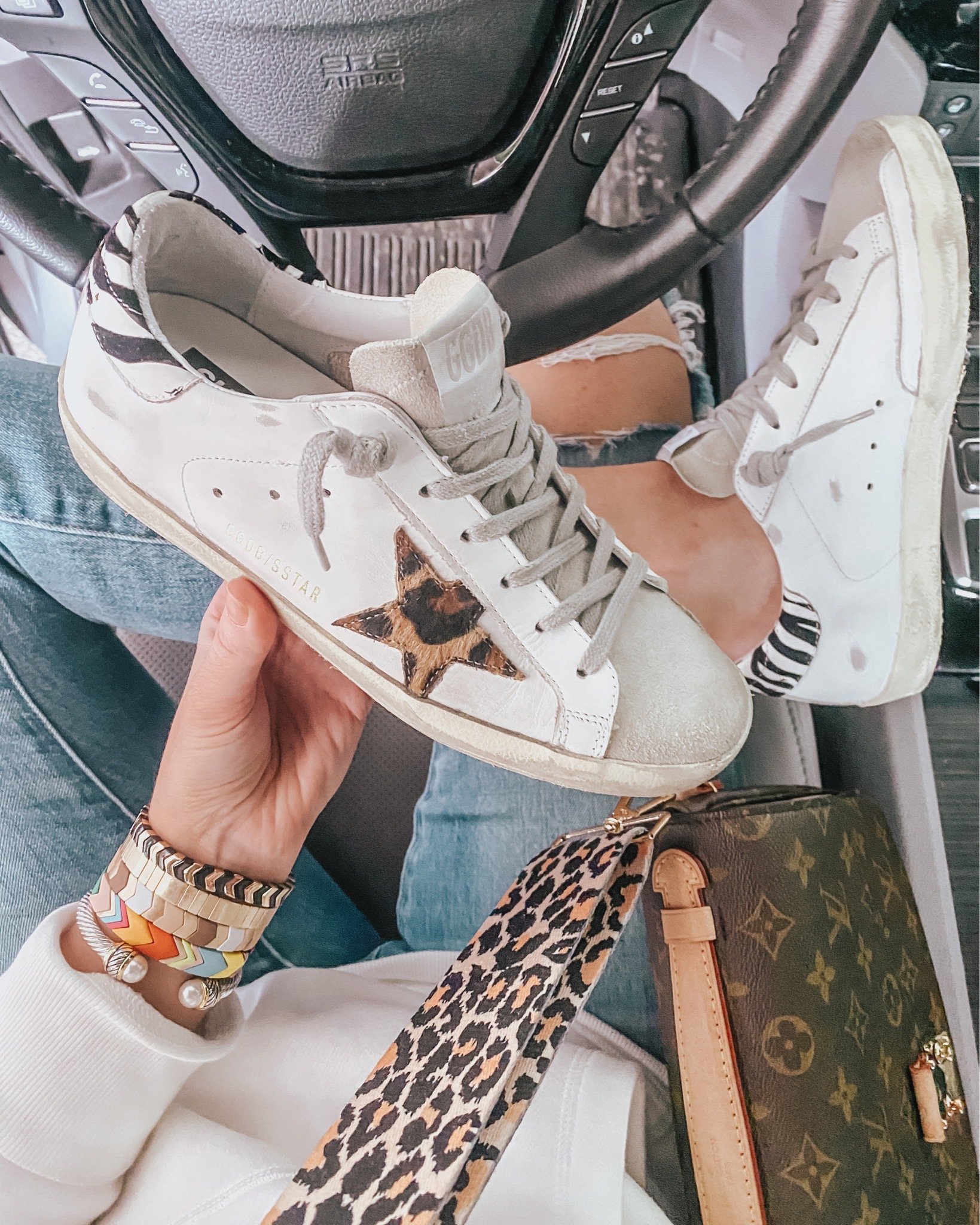 golden goose hi star tiger leopard sneakers