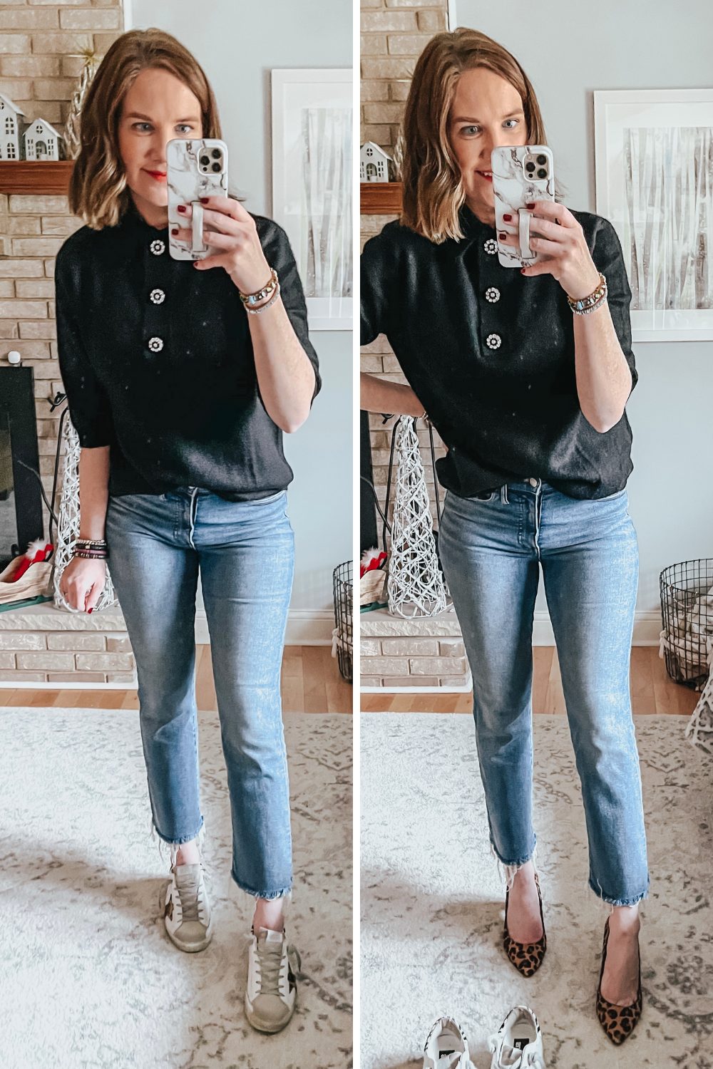 Christmas Outfit Ideas with H&M, sequin tee shirt